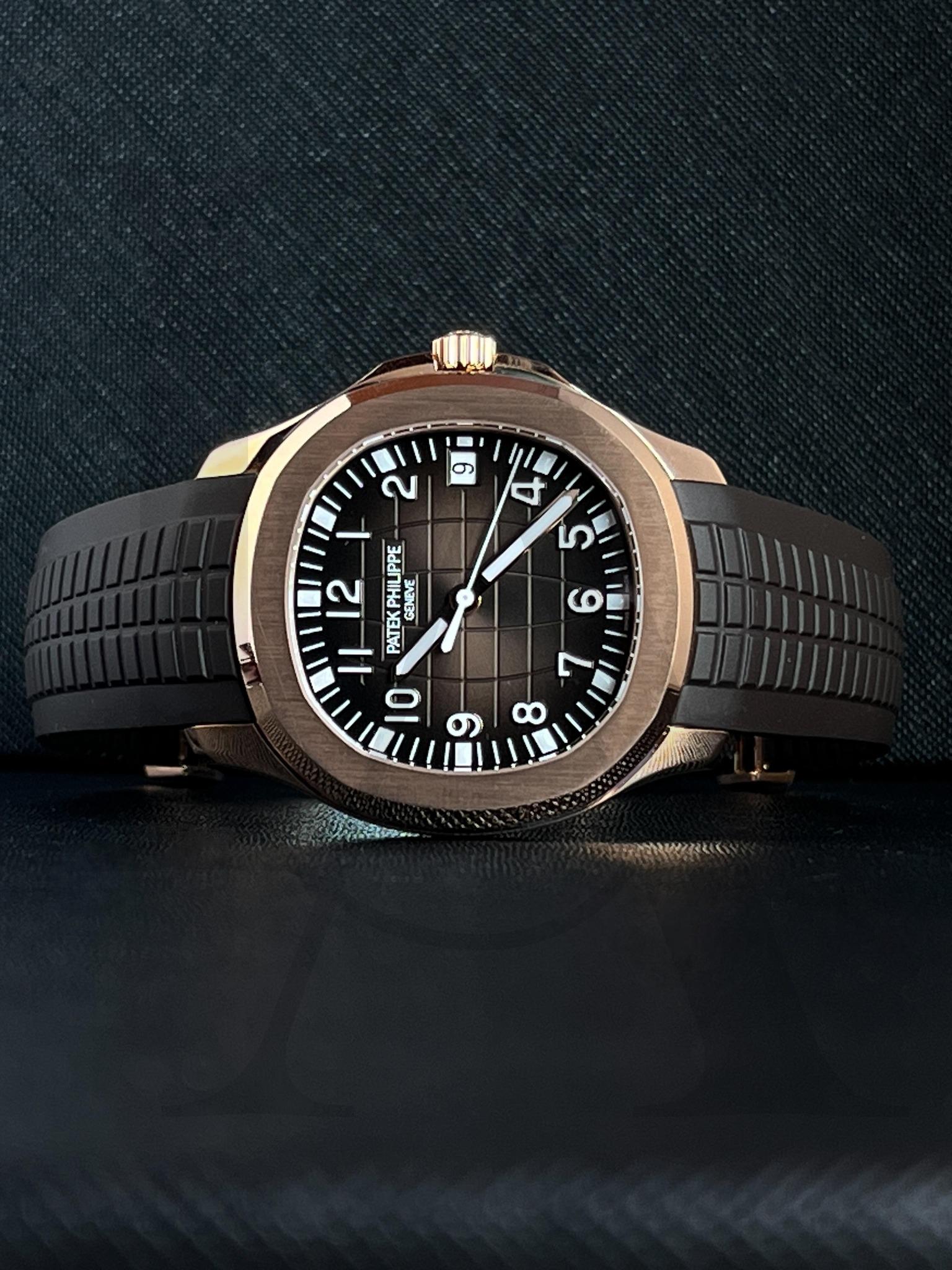 Patek Philippe Aquanaut | 5167R-001 | 玫瑰金大三針 | 棕色浮雕錶面